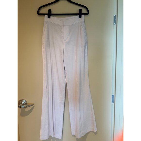Alice + Olivia Dylan High Waisted Linen Blend Wide Leg Pants White Size 4 - Picture 6 of 9